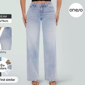 Oneso Light Blue Mid-Low Rise Baggy Jeans